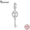 BAMOER 925 Sterling Silver Heart Key Pendant Playful and Girly Charm Fit DIY Bracelet Necklace For Women Fine Jewelry