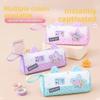 Large Capacity Pencil Pouch Solid Color Pencil Organizer Bag Cartoon Pencil Case Students