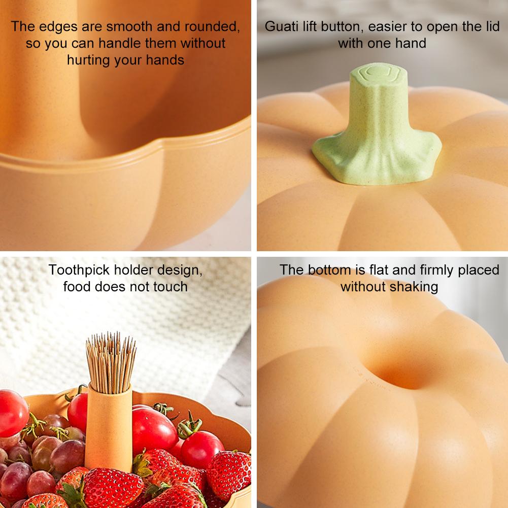 Разделенный держатель для закусок из тыквы с отделением для зубочисток, миска для закусок из тыквы, фруктовая тарелка для конфет, фруктов, орехов, закусок