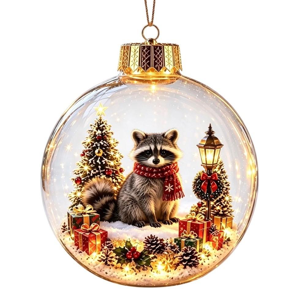 Transparent 3D Acrylic Pendant 2D Flat Pattern Clear Sphere Bauble Holiday Tree Decor Kids Gifts