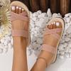 Fashion 2025 New Elastic Band Cross Comfortable Casual Simple Sandals Summer Outdoor Wear of Straw Woven Linen Versatile Women's Sandal