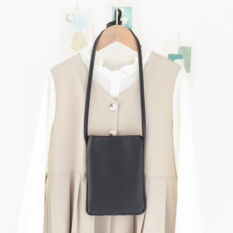 Ielgy Japanese All-Match Mini Cross-Body Korean Version Simple Soft Leather Vertical Mobile Phone Bag Fashionable Fashion Casual Shoulder Bag