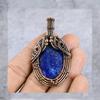 Подвеска из меди лазурит, подвеска из медной проволоки с драгоценным камнем, дизайнерская подвеска из меди, подарки для жены, уникальные подарки для матери