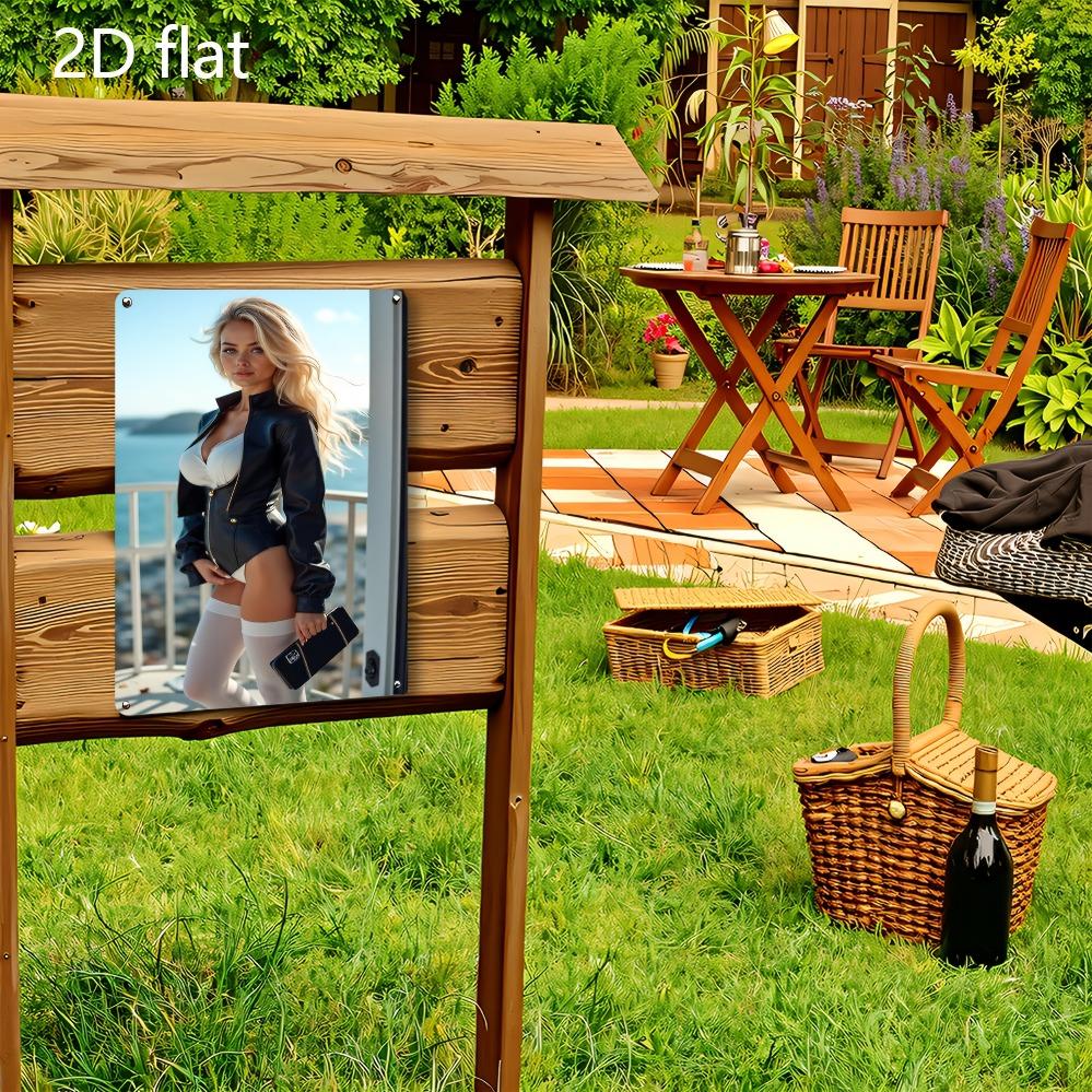 Металлический настенный декор «Блондинка» - Погодоустойчивая железная табличка с предварительно просверленными отверстиями 7,87x11,8 дюйма Декор для помещений и улицы для сада, патио Ф