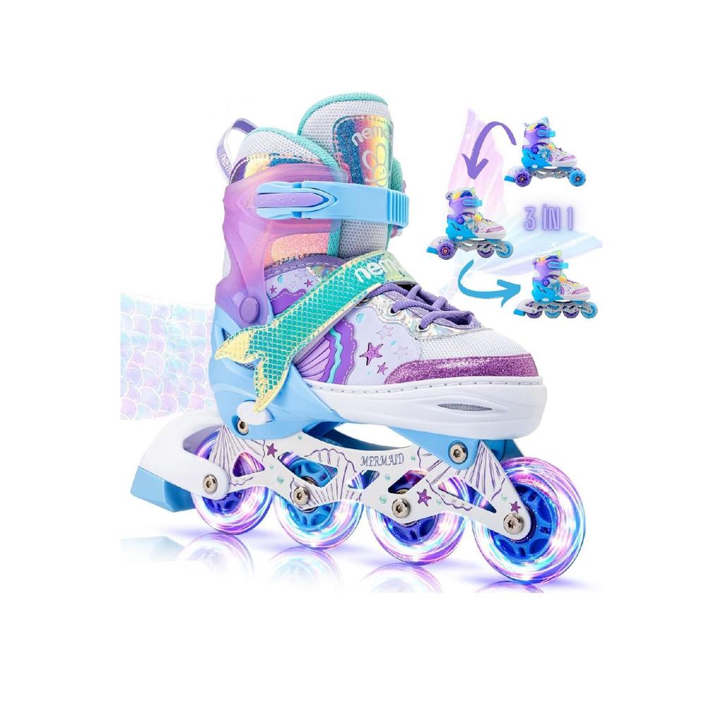 Светящийся защитный шлем для скейтбординга «Русалка», силиконовое колесо для катания на коньках 2 2 для девочек, футболка 3 в 1 с сумкой для переноски