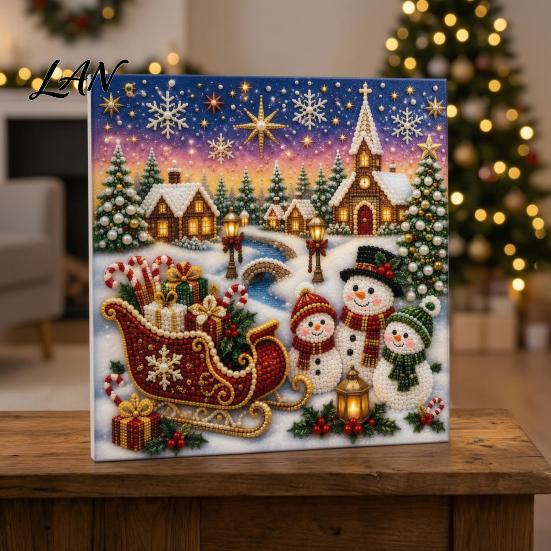 Handmade Seasonal Wall Decor Christmas Faux Pearl Art Kit, DIY Church Painting Jesus Ornaments Holy Family Craft Kit for Adults, Holiday Gift Lovers