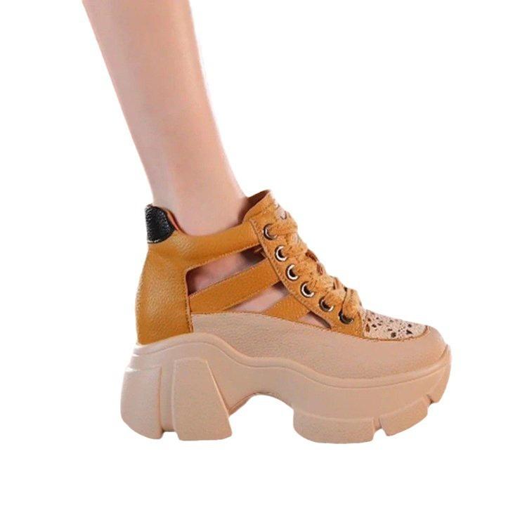 Интернет знаменитости папы обувь женские супер высокие каблуки летние стразы дышащие полые кексы платформа спортивная обувь 2025 универсальные повседневные