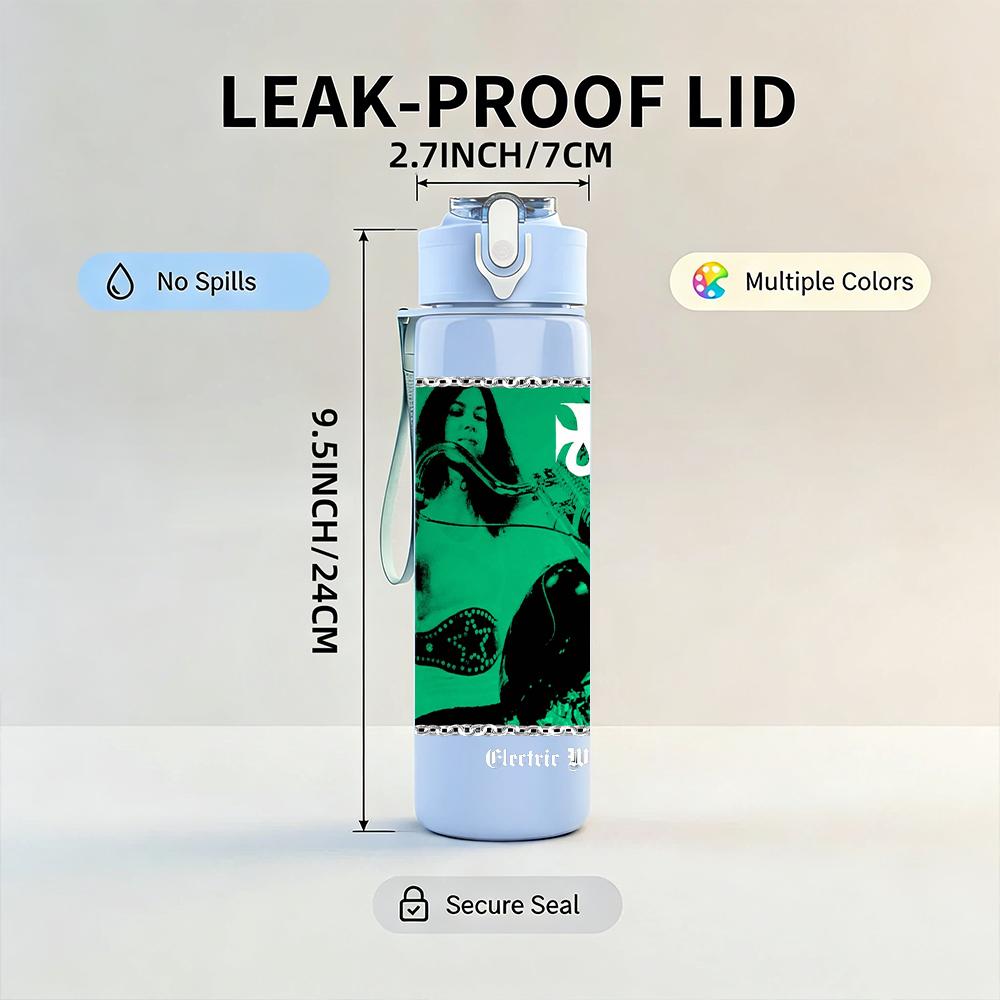 1PC Green Alien Square Minimalist Graphic Print 750ml Portable Sports Water Bottle Leakproof Gym Outdoor Travel Drink Cup