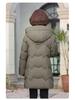 Женская удлиненная пуховая куртка с капюшоном - Теплое зимнее пальто из пуха белой утки для мам среднего возраста (2025)