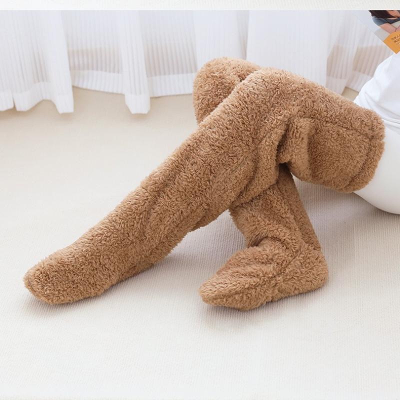 Осенние и зимние женские наколенники теплые носки однотонные теплые толстые чулки