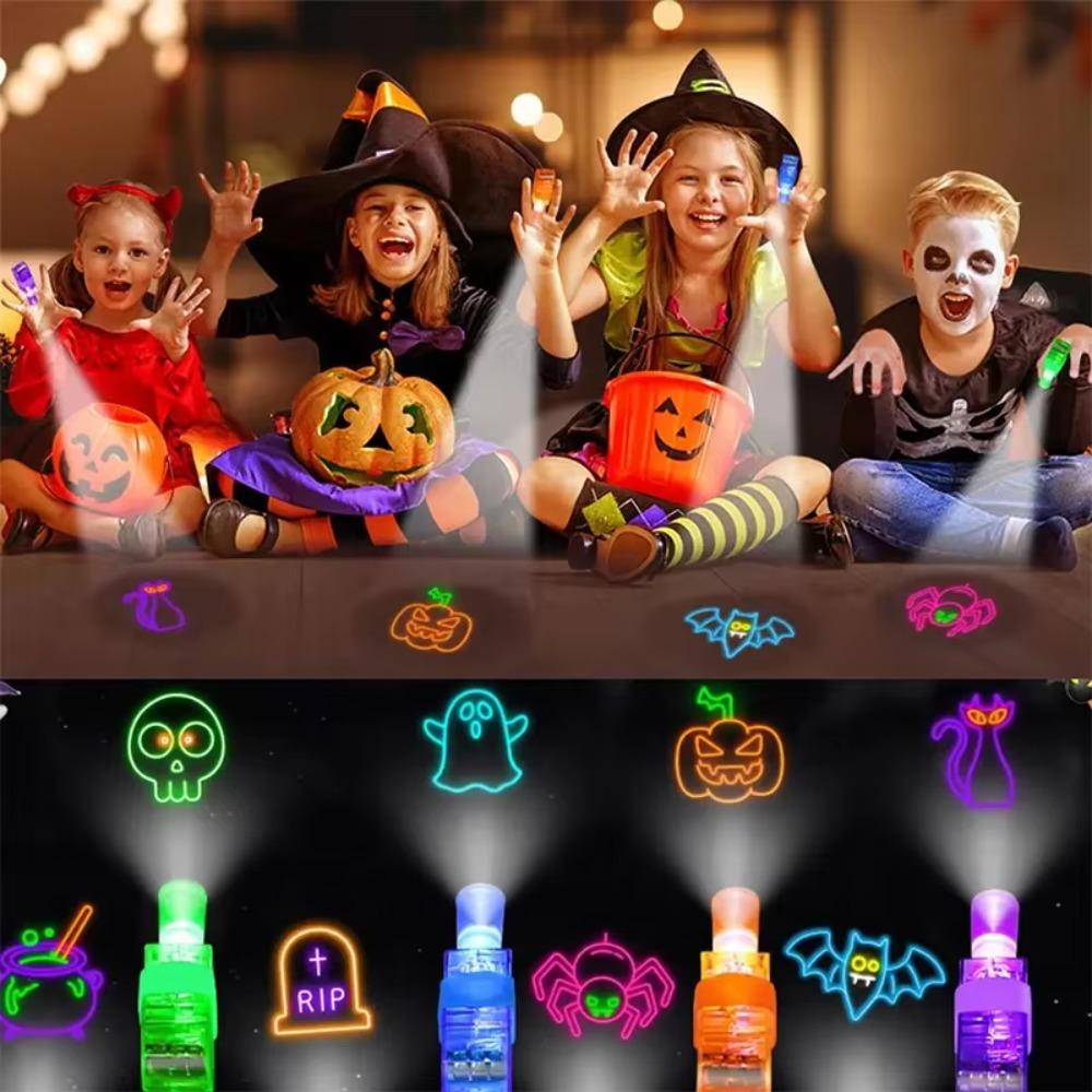 12 Piece Clear Patterns Halloween LED Finger Projector Light Projection Finger Lights Party