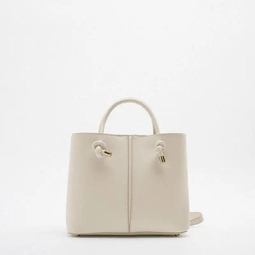 Простые женские сумки через плечо из искусственной кожи, повседневные женские сумки-ведра, однотонные, большой емкости, ручные женские сумки