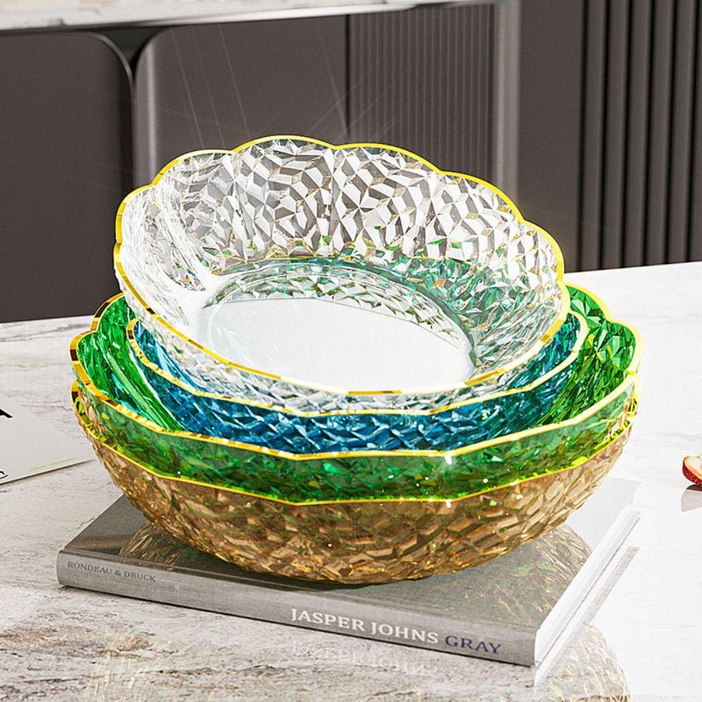 Прозрачный поднос для десертов и салатов, тарелка для закусок в форме бриллианта, изысканная фруктовая тарелка, гостиная