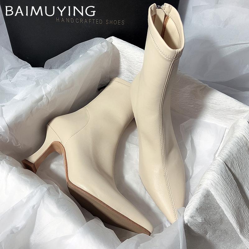 Зимняя мода Ботильоны с острым носком Элегантные туфли на высоком каблуке из кожи 2025 года Трендовые дизайнерские туфли-лодочки Гладиаторские туфли-лодочки женские