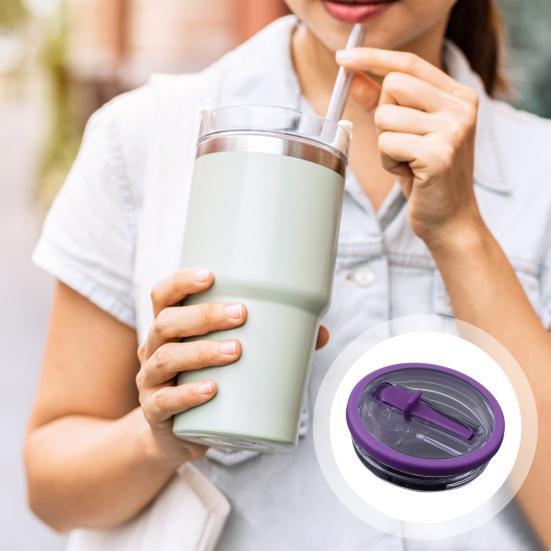 40oz Tumbler Flip Straw Lid Replacement Leak-Proof Splash Resistant Cover for Cup BPA-Free Reusable Glass Lid with Folding Straw