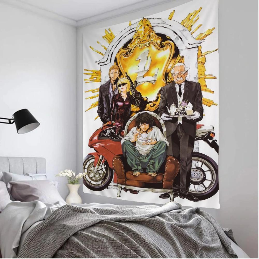 Death Note Tapestry Print Large Wall Art SciFi Living Room Home Decor Blanket for Bedroom Dorm Wall Hanging Design