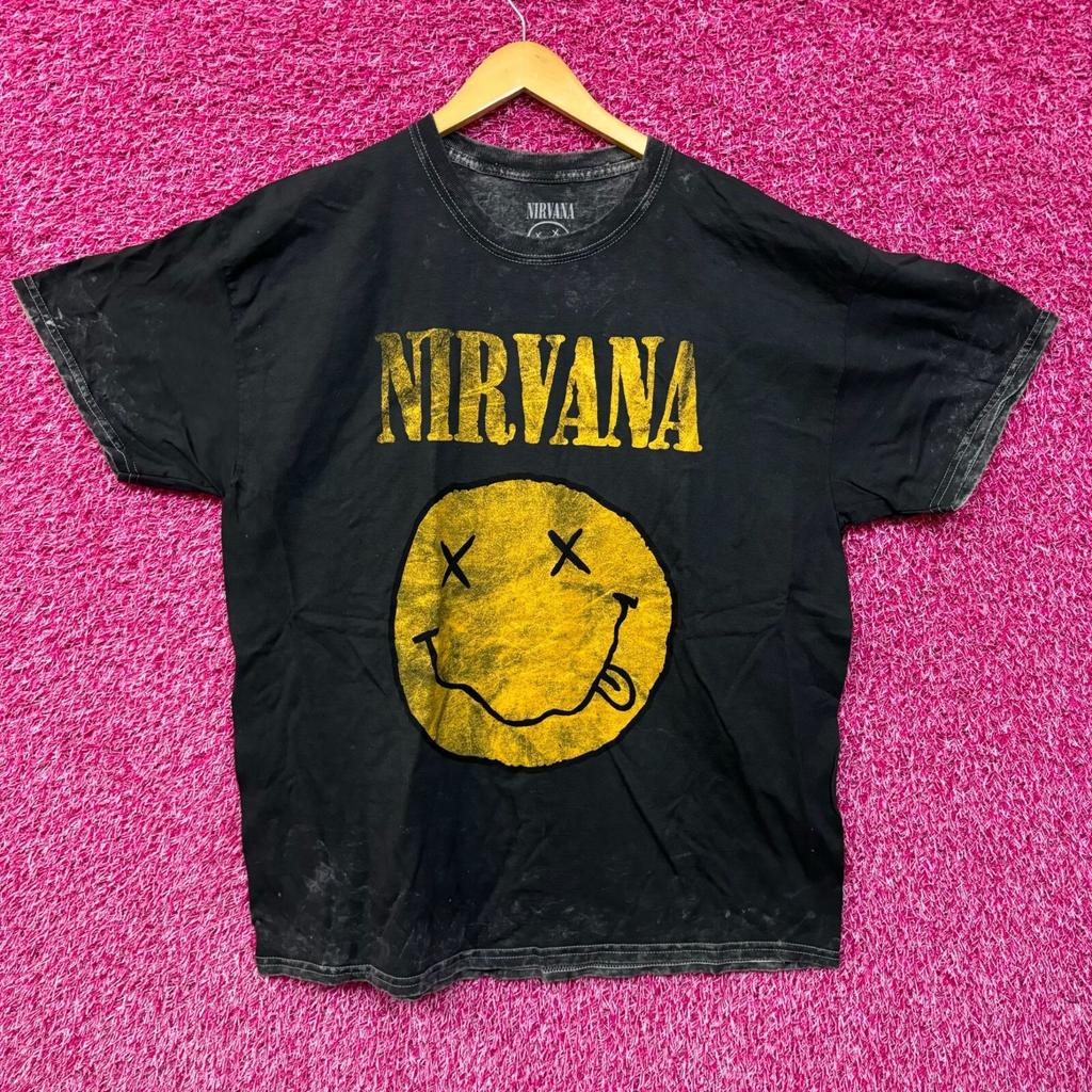Nirvana Nevermind Глаз Смерти Улыбающееся Лицо Гранж Кислотная Стирка Футболка XL