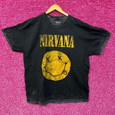 Nirvana Nevermind Глаз Смерти Улыбающееся Лицо Гранж Кислотная Стирка Футболка XL