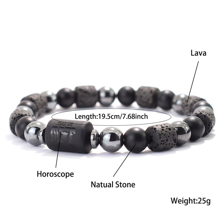 Twelve Constellations Men Bracelet Obsidian Lava Stone Braclet Retro Beads Hematite Yoga Healing Braslet Couple Wrist Accessories Gift For Him