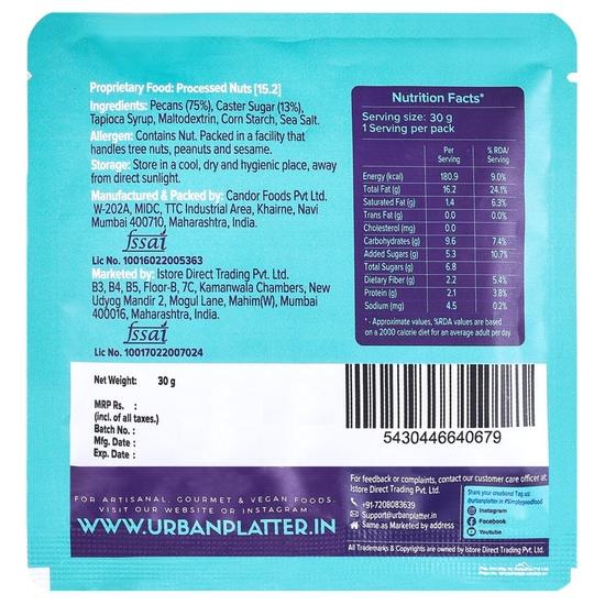 Urban Platter Засахаренные орехи пекан, 30 г (Закуска на ходу | Подслащенные орехи пекан | Дорожный набор)
