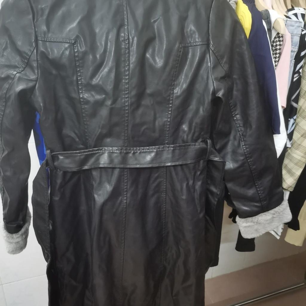 Fleece Fur Integrated Medium Long PU Leather Jacket Thickened Korean Version Slim Winter Trench Coat