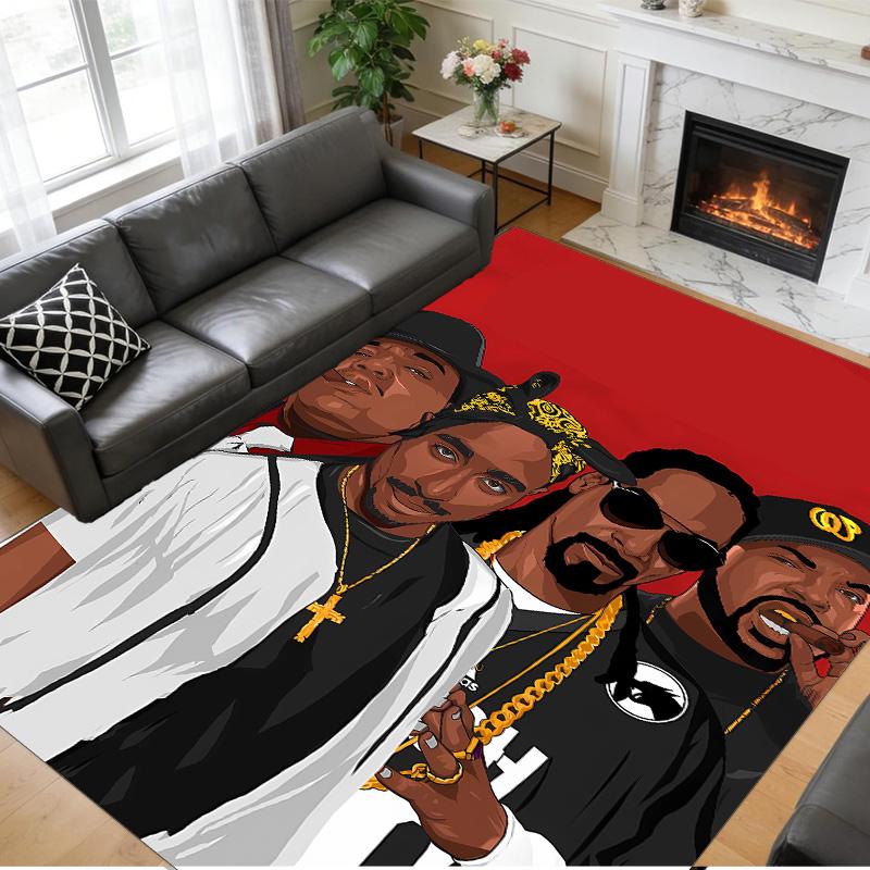 Anti‑Slip Crystal Velvet Floor Rug, Tupac Design Carpet for Indoor Living Bedroom Home Decoration
