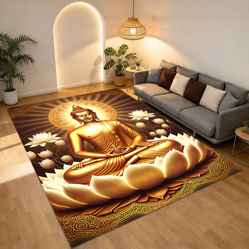 Buddha Lotus Living Room Nonslip Area Rug Soft Carpet For Bedroom Game Playroom Sofa Office Home Decor Doormat Christmas Gift C9262