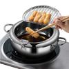 Kitchen Deep Frying Pot with Thermometer and Lid Stainless Steel Pans Japanese Tempura Fryer Pan Fried Chicken Pot Cooking Tools
