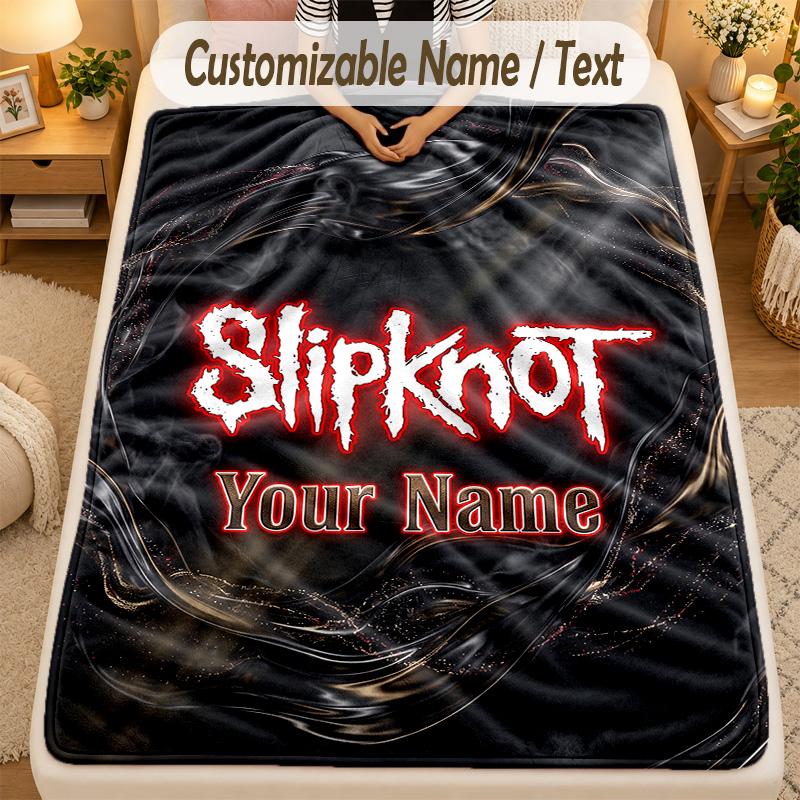 Фланелевое одеялоSlipknot Имя Текст Персонализированное Мягкое Теплое Плед Декор Дома Подарок