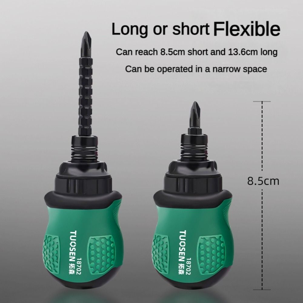 Short Handle Repair Tools Telescopic Cross Groove Drill Screwdriver Ratchet Screwdriver Set 13 In 1
