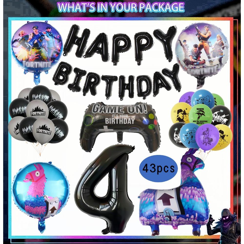 Игровой автомат Fortnition Декорации для дня рождения Набор посуды на 10 человек Задний фон Воздушный шар с альпакой Для детского праздника