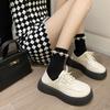 Small Leather Shoes Women's New Spring and Summer Student Big Head Retro Black Straps Thick Sole Heightening Single Shoes