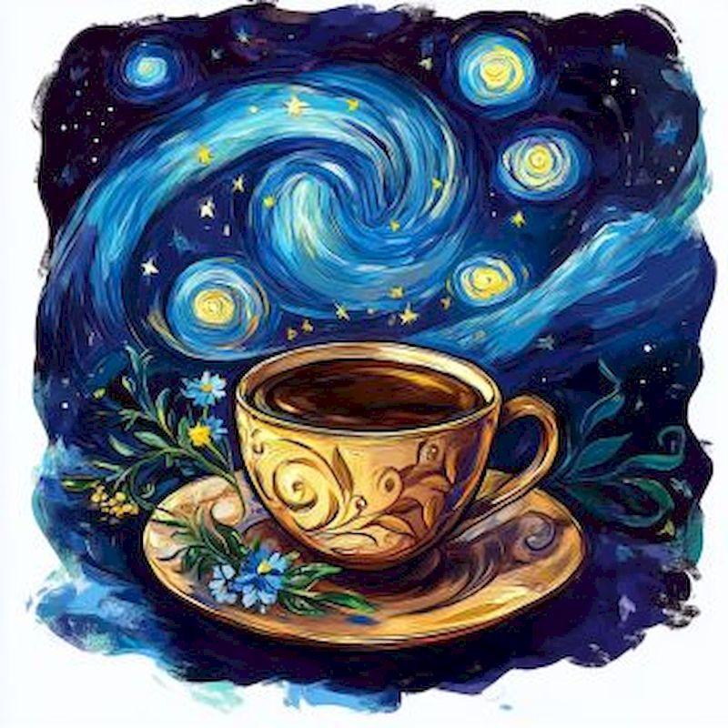 New Full Square&Round Diamond Painting Coffee 5d DIY Diamond Embroidery Starry Sky Scenery Decoration Home Art Kit