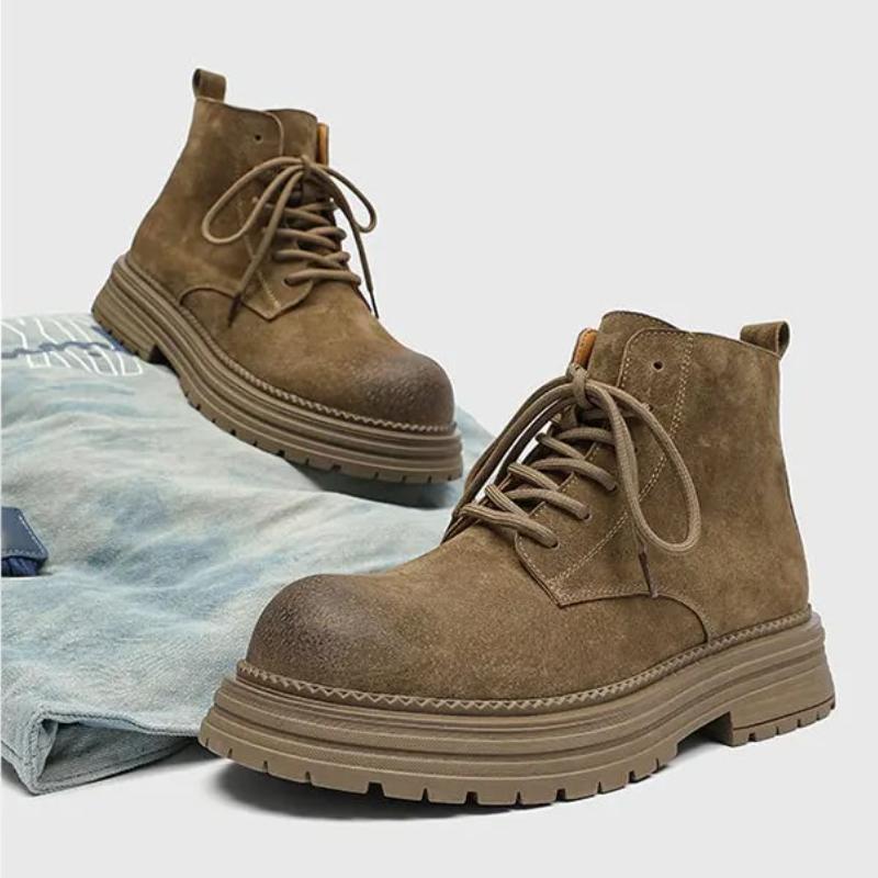 Мужские ботинки из замшевой кожи, ботинки для верховой езды, мужские повседневные ботинки на толстой подошве, модные рабочие ботинки