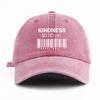1 шт. Стильная washed бейсболка с принтом KINDNESS для взрослых, Минималистичный ретро-стиль, Повседневная, Мягкая, Регулируемая, Кепка 'Dad Hat', Идеально подходит в качестве подарка