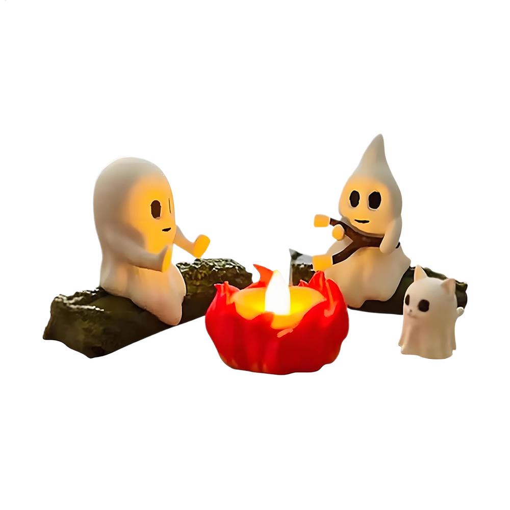 Призрачный костер Мерцающий ночник Хэллоуин Беспламенная лампа Портативный призрачный костер Ночник От заката до рассвета Светодиодная лампа Дом