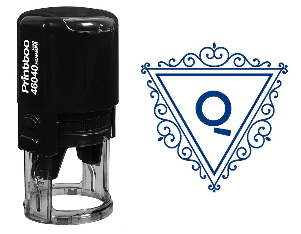 Printtoo Swirl Border Triangle Q Alphabet Monogram Initial Self Inking Rubber Stamp R-40 Office
