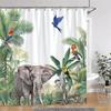 Tropical Botanical Jungle Animal Shower Curtain Coconut Flamingo Giraffe Bluebird Polyester Fabric Shower Curtain Bathroom Decor