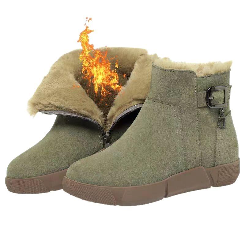 Гигантские бархатные утепленные зимние сапоги женские осенне-зимние новые большого размера хлопковые туфли кожаные цельнолитые нескользящие короткие сапоги