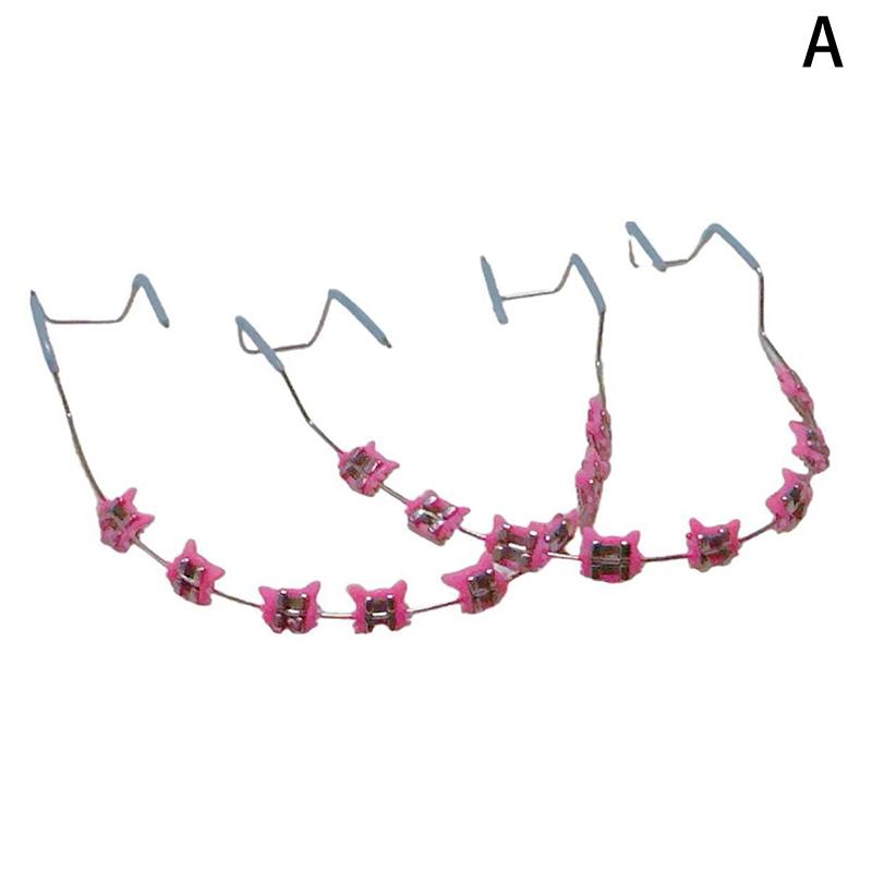 1 пара мультяшных накладных брекетов, разноцветные брекеты для зубов, временные металлические дуги, металлический брекет, ортодонтические лигатурные резинки, стоматологический инструмент