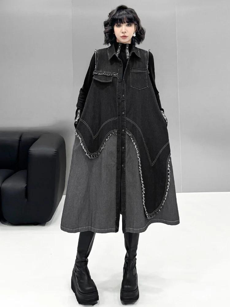 Xitao Однобортное платье в стиле пэчворк контрастного цвета GMM1349