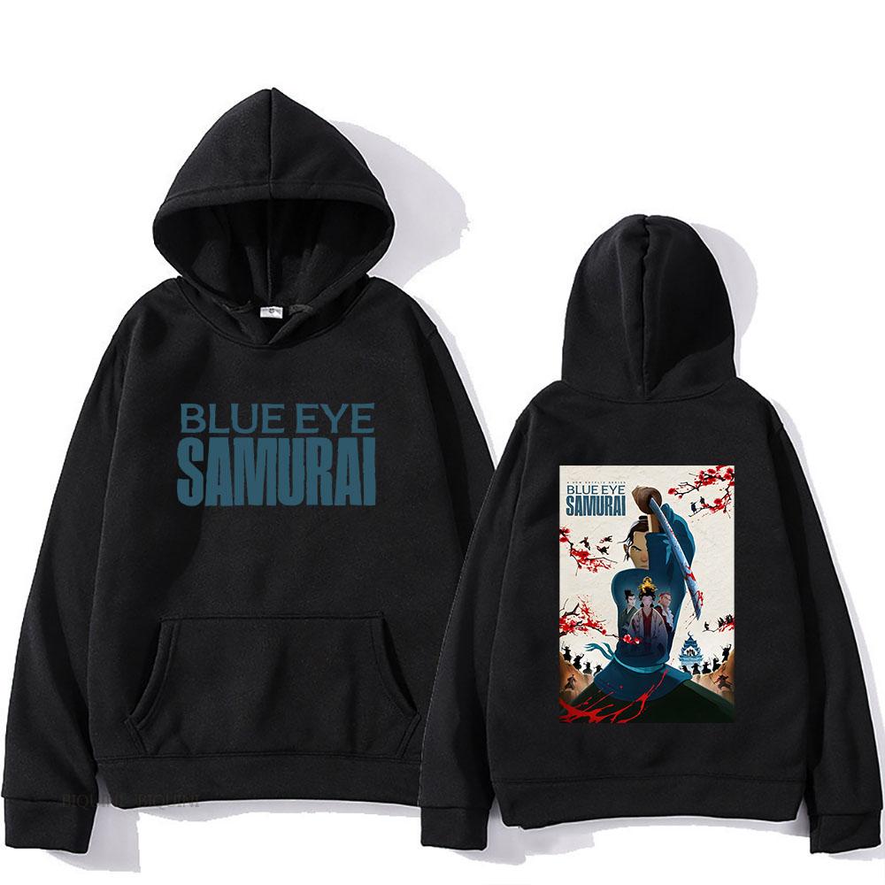Толстовки с капюшоном Blue Eye Samurai Sudaderas Hombre Winter Comfortable Pocket Sweatshirts Fleece Warm Men Clothing Anime Cartoon Hoody