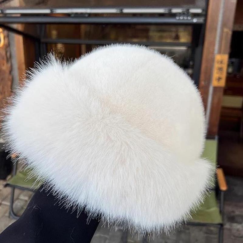 Пушистая шляпа-ведро из искусственного меха для женщин, роскошная плюшевая шляпа рыбака, теплая зимняя шапка, утепленная панама для холодного снежного дня