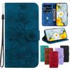 Lily Fower Embossed Flip Leather Case For LG V40 ThinQ/Stylo5/Stylo6/Stylo7/LG Velvet Kickstand Wallet Card Slots Cover for LG K42/K61/K40S/K50/Q60