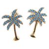 [Q1549] - Artisanal 'Palm Tree' Earrings, Pinkish Gold Turquoise - 15x9 Mm