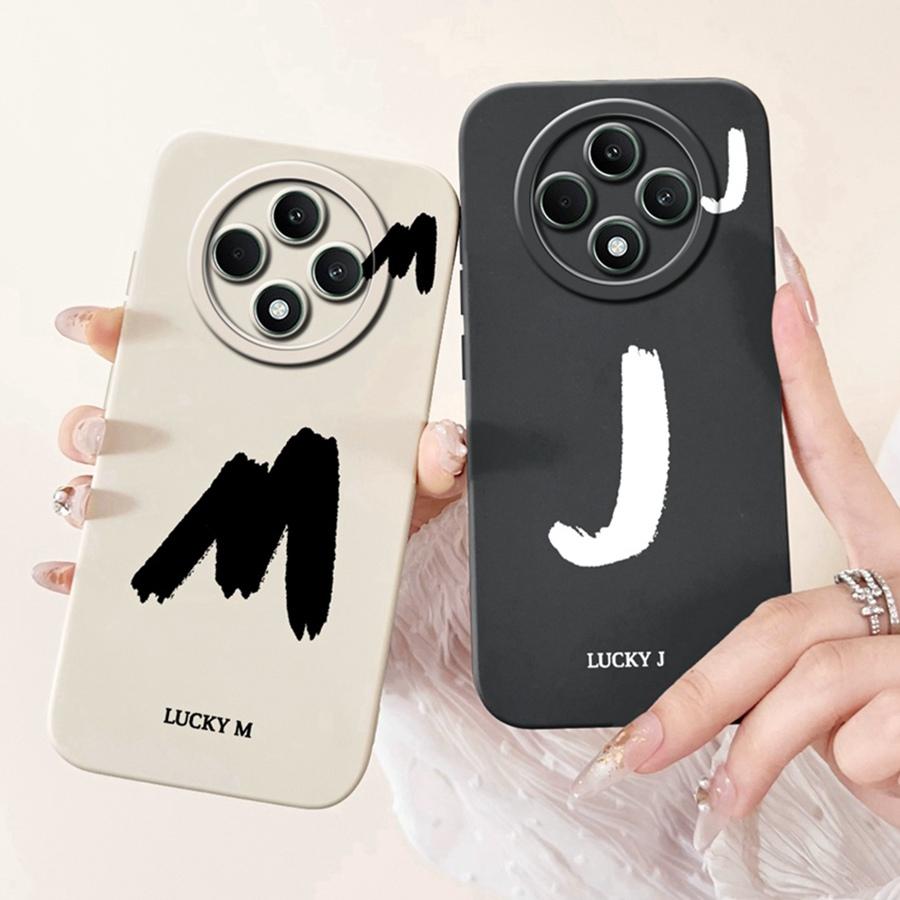 Чехол для телефона OPPO Reno12 F 4G 5G Роскошный с нанесенным lucky letter (счастливым письмом) Задняя крышка Матовый Fundas Для OPPO Reno 12 FS Reno 12F Capa