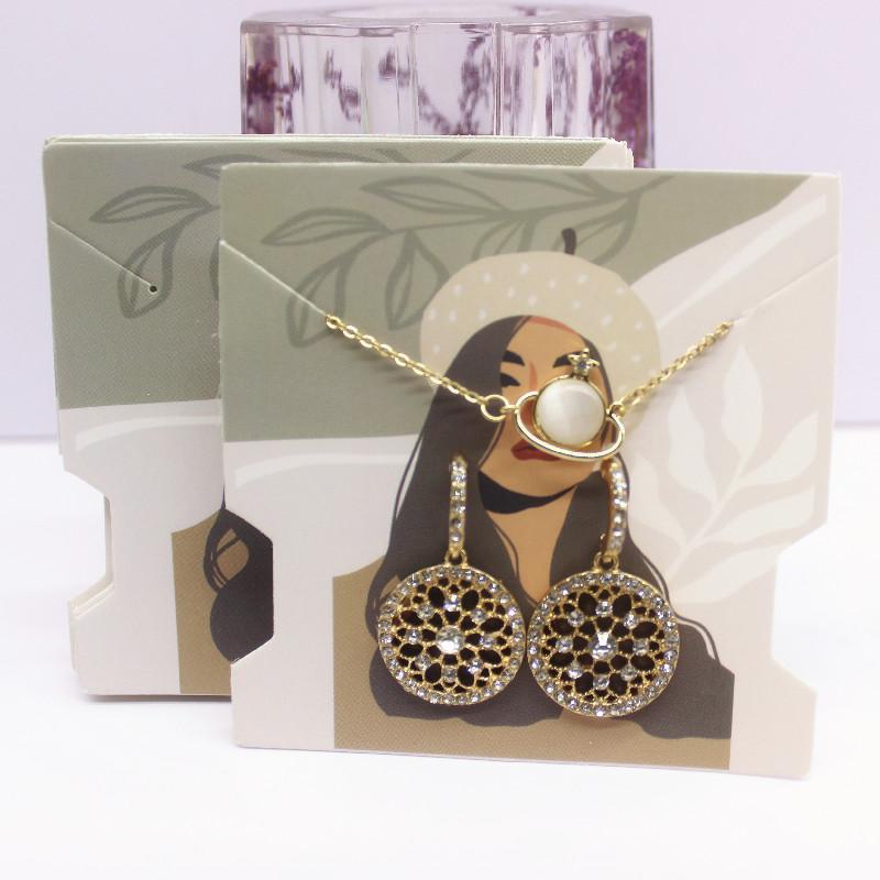 50 шт. 7,4x7,4 см белая бумажная карточка с принтом в виде девушки/кактуса, винтажный узор, серьги, ожерелье, ободок для волос, упаковка для ювелирных изделий