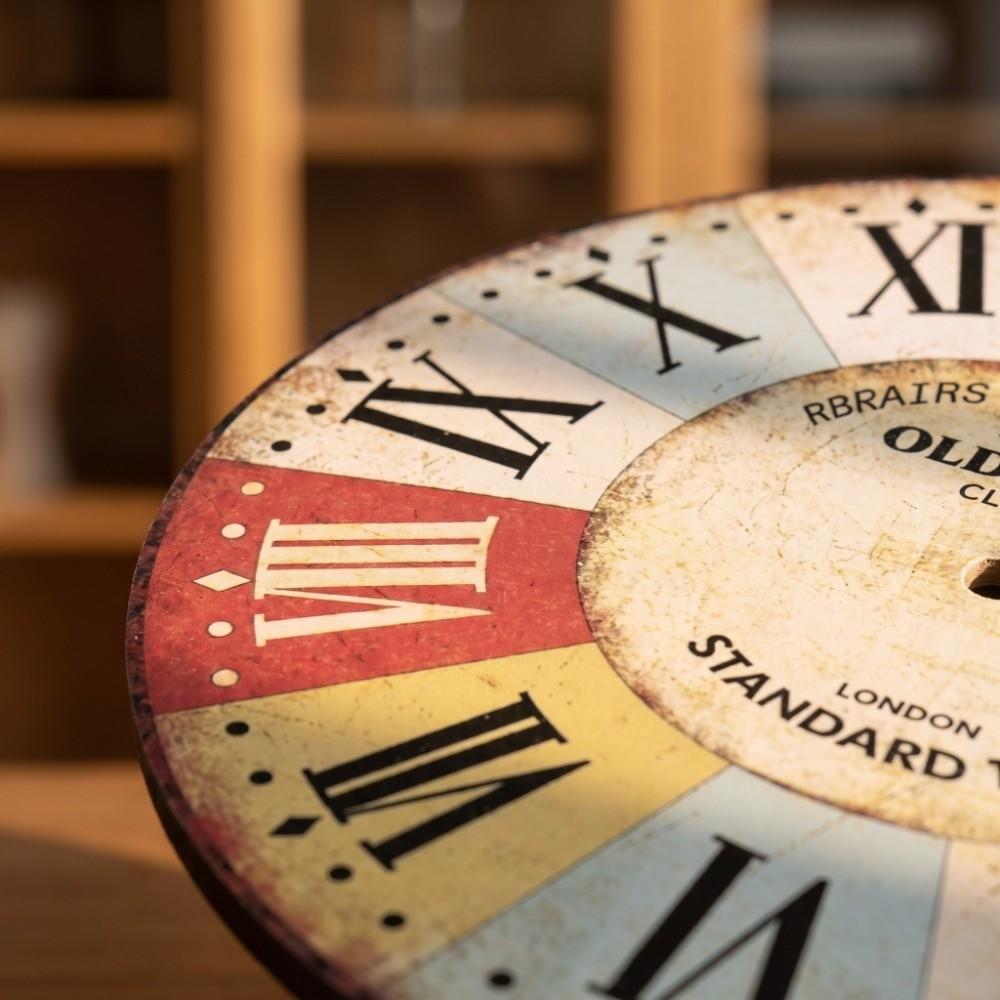 Battery Operated Round Wall Clock Quartz Movement Wood Wall Clock Antique Wall Clock Bedroom