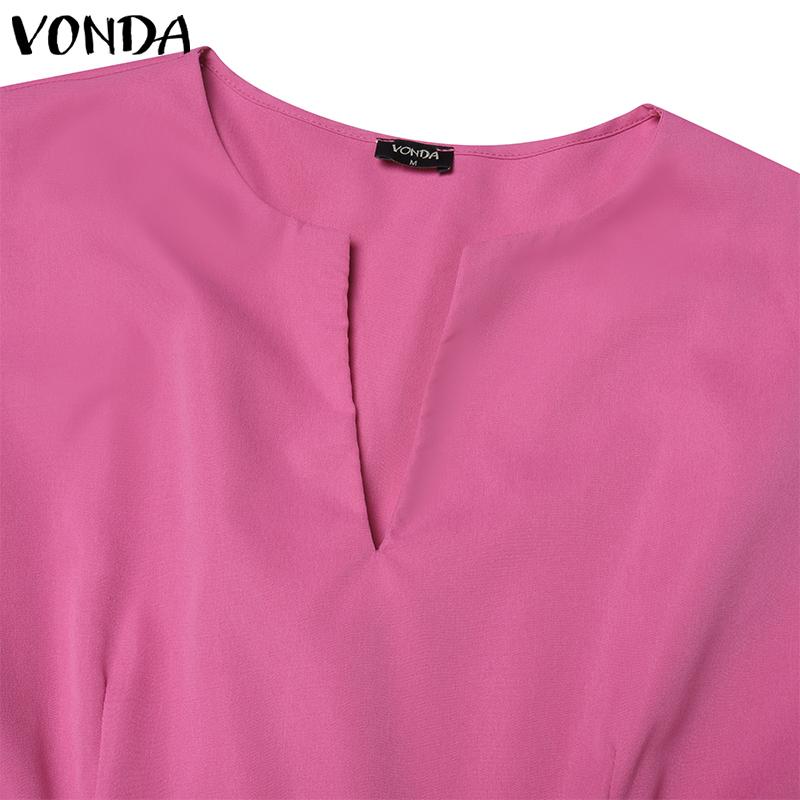 VONDA Женские винтажные платья с коротким рукавом и оборками и V-образным вырезом