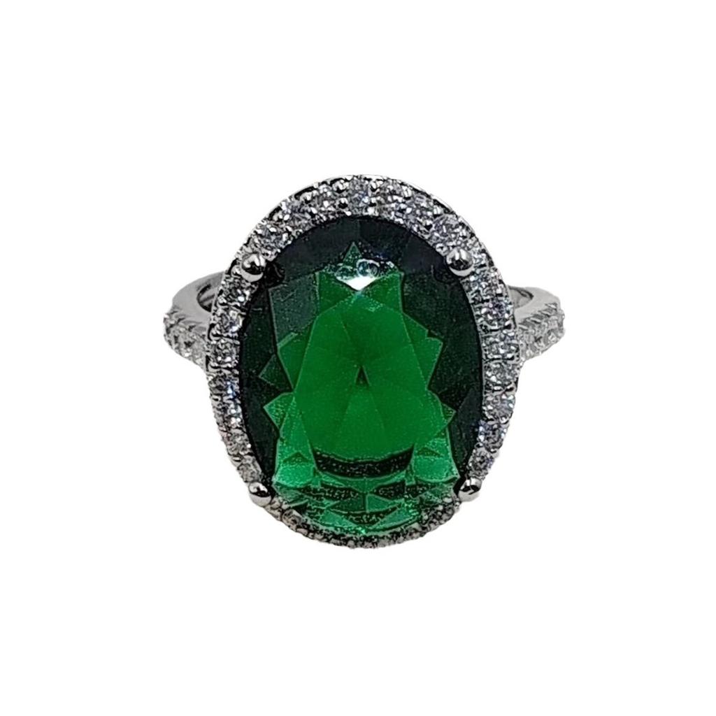 Coconut Round Pigeon Egg Multi-Color Zirconium Ring Women'S Gold-Plated Luxury Inlaid Imitation Colored Treasure Diamond Fashion Live Ring